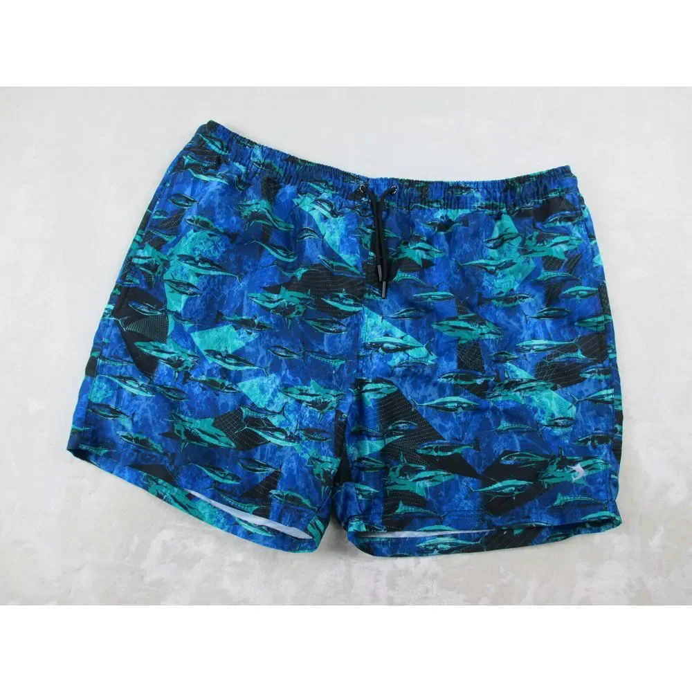 Reel Legends Swim Trunks Mens 2XL XXL Blue Board Shorts Bathing Suit‎ Sharks
